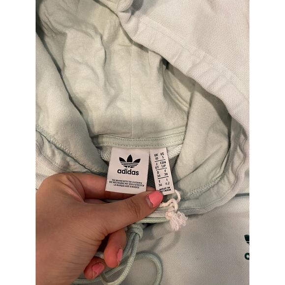 Adidas Women’s Mint Green Cropped Hoodie Size Small - Picture 3 of 11